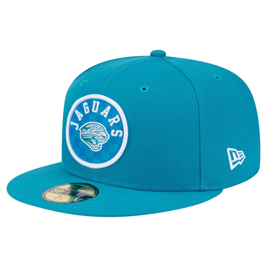 Jacksonville Jaguars New Era Checkered 59FIFTY Fitted Hat - Teal Hats