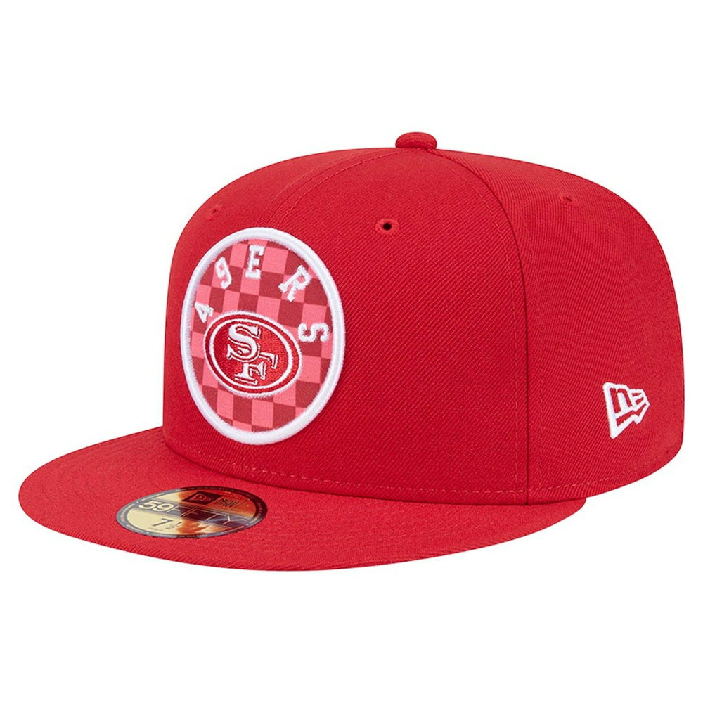 San Francisco 49ers New Era Checkered 59FIFTY Fitted Hat - Scarlet Hats