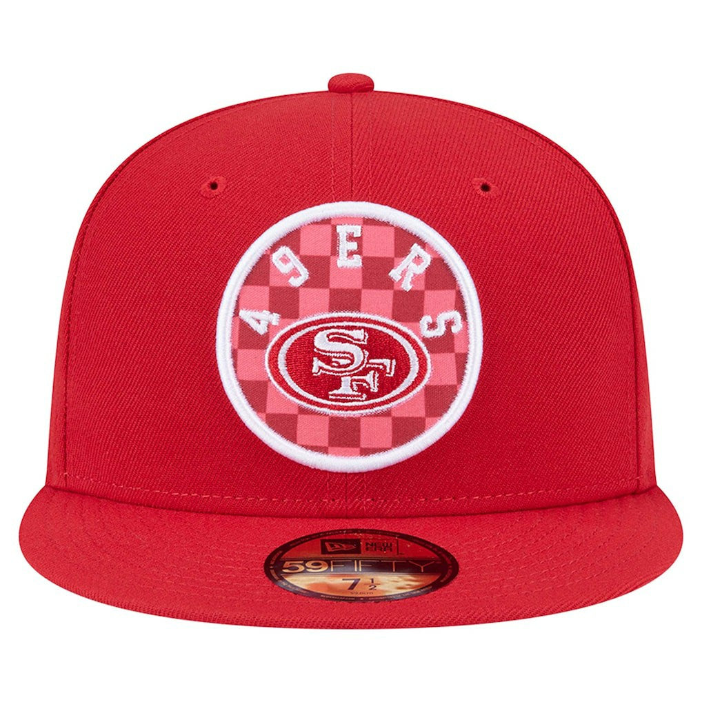 San Francisco 49ers New Era Checkered 59FIFTY Fitted Hat - Scarlet Hats