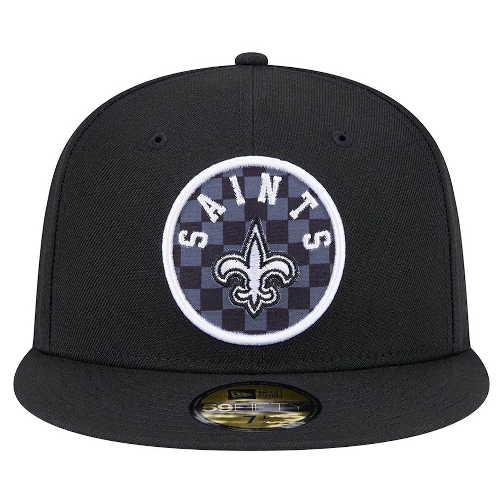 New Orleans Saints New Era Checkered 59FIFTY Fitted Hat - Black Hats