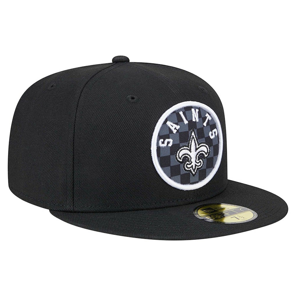New Orleans Saints New Era Checkered 59FIFTY Fitted Hat - Black Hats