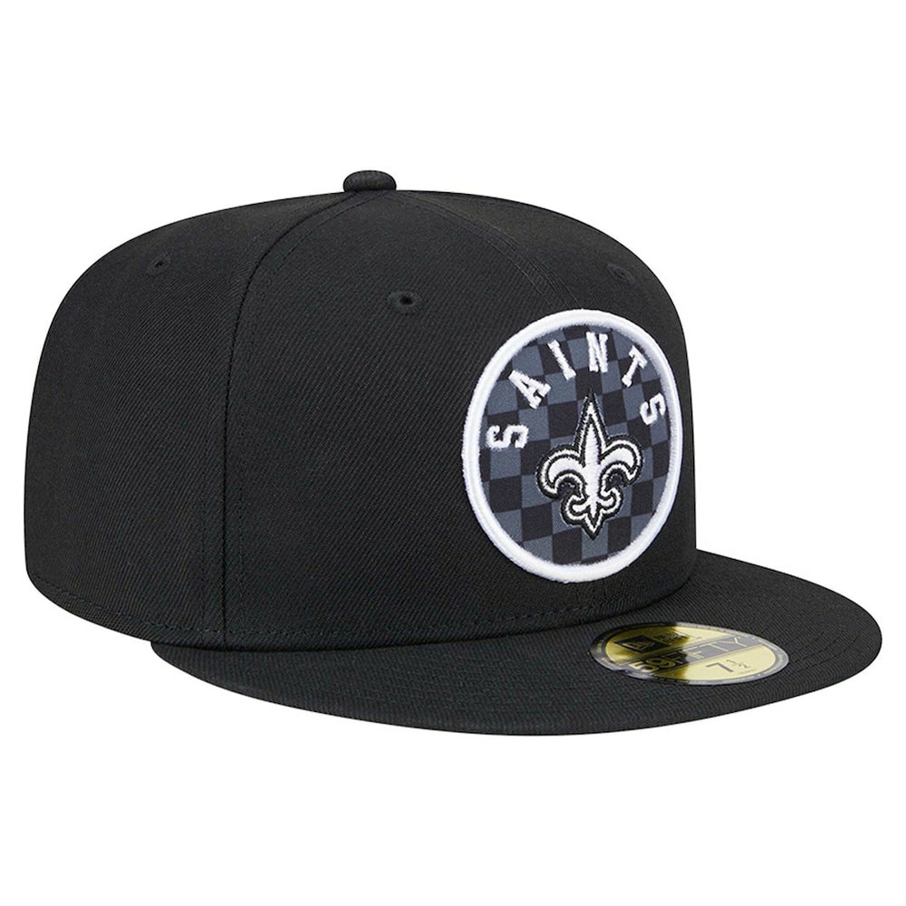 New Orleans Saints New Era Checkered 59FIFTY Fitted Hat - Black Hats