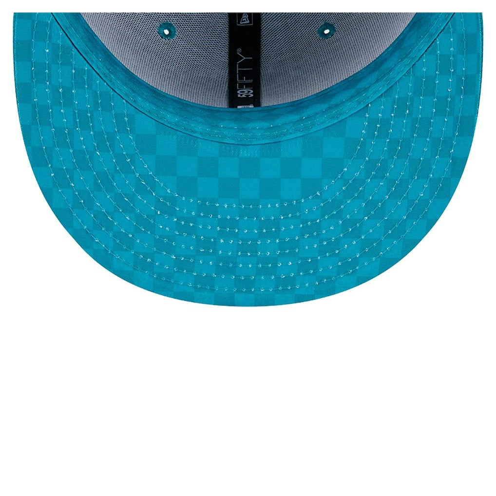 Miami Dolphins New Era Checkered 59FIFTY Fitted Hat - Aqua Hats