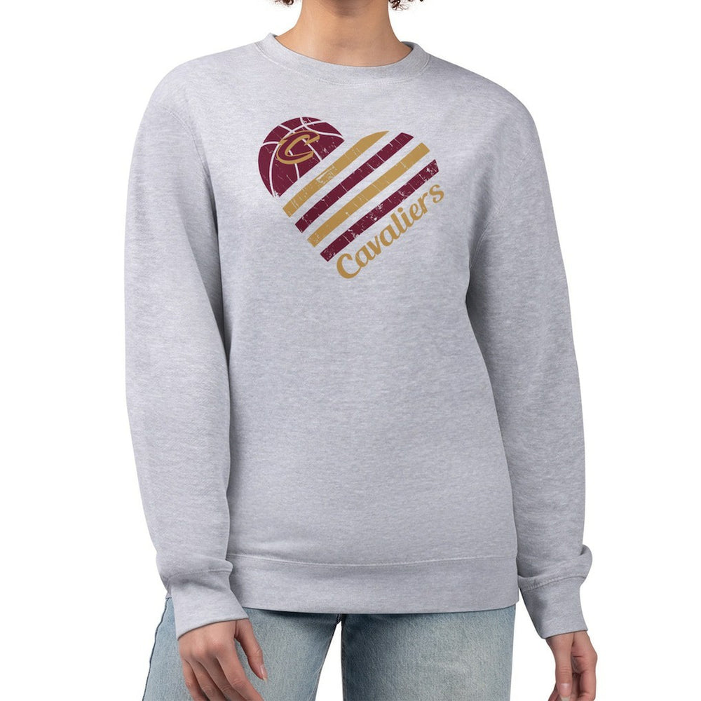 Cleveland Cavaliers G-III 4Her by Carl Banks Women's Heart Graphic Fleece Pullover Sweatshirt Heather Gray