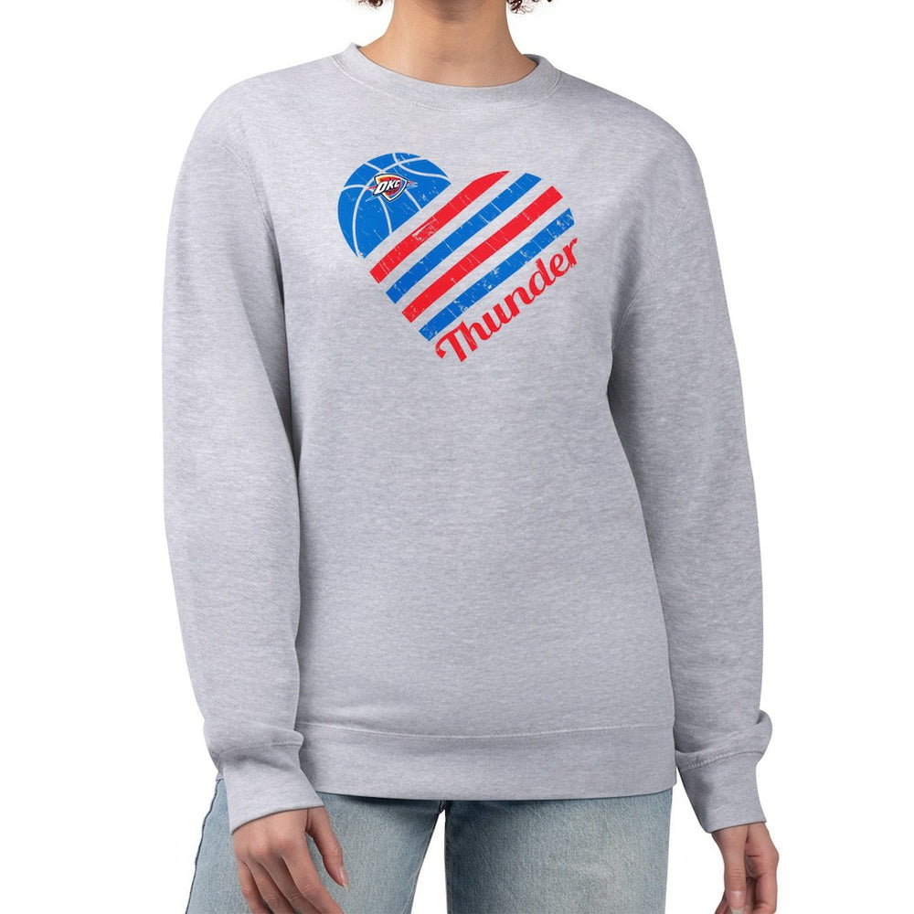 Oklahoma City Thunder G-III 4Her by Carl Banks Women's Heart Graphic Fleece Pullover Sweatshirt Heather Gray
