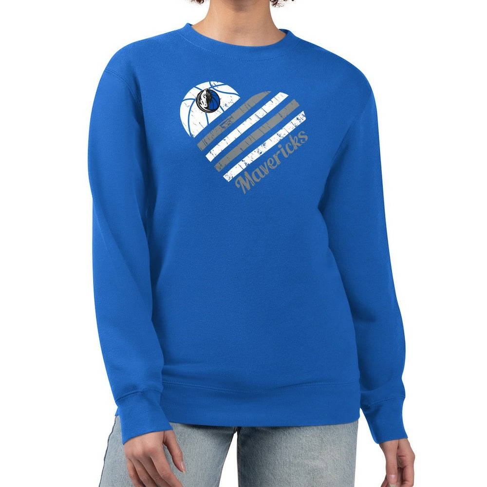 Dallas Mavericks G-III 4Her by Carl Banks Women's Heart Graphic Fleece Pullover Sweatshirt Royal outlet