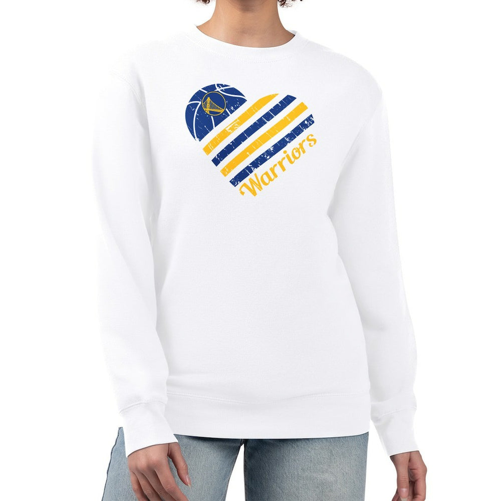 Golden State Warriors G-III 4Her by Carl Banks Women's Heart Graphic Fleece Pullover Sweatshirt White outlet
