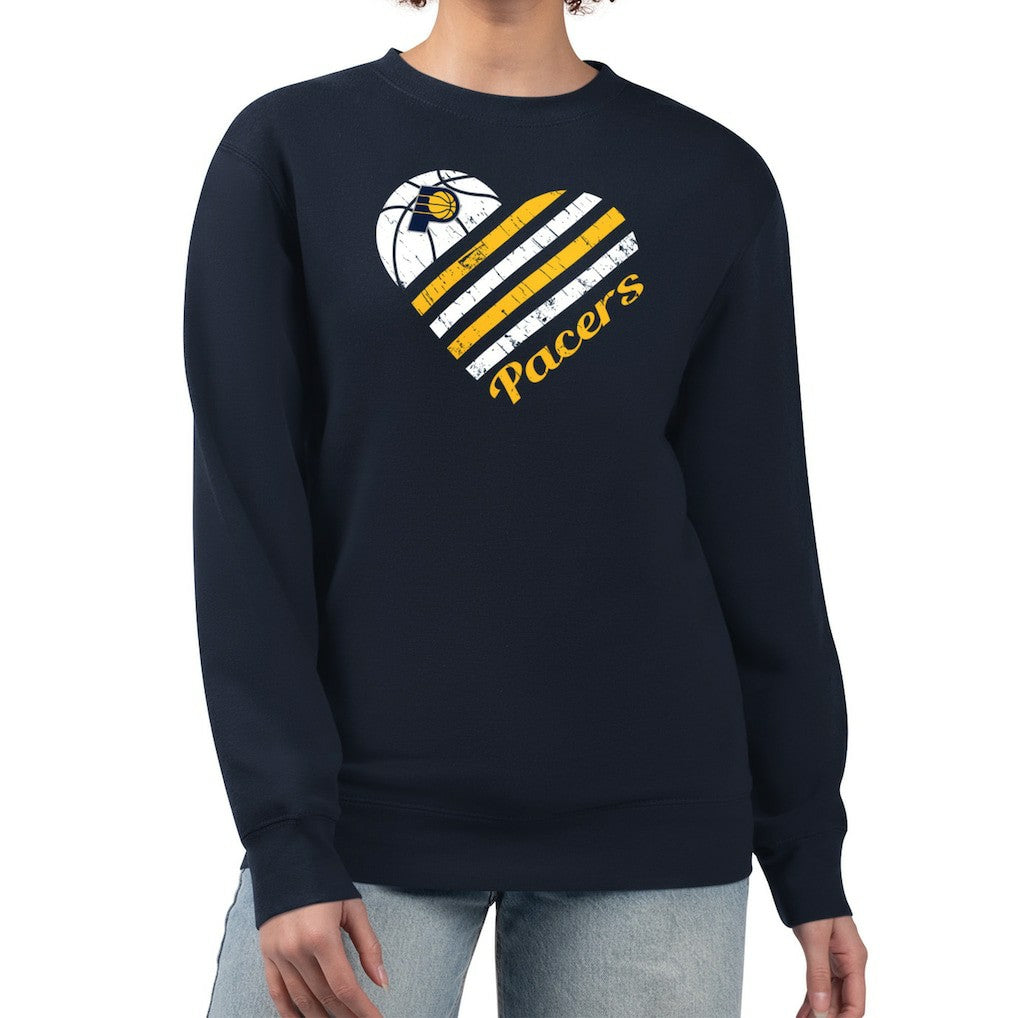 Indiana Pacers G-III 4Her by Carl Banks Women's Heart Graphic Fleece Pullover Sweatshirt Navy