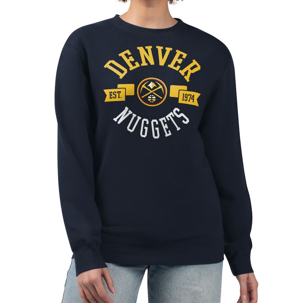 Denver Nuggets G-III 4Her by Carl Banks Women's Large Team Logo Graphic Fleece Pullover Sweatshirt Navy