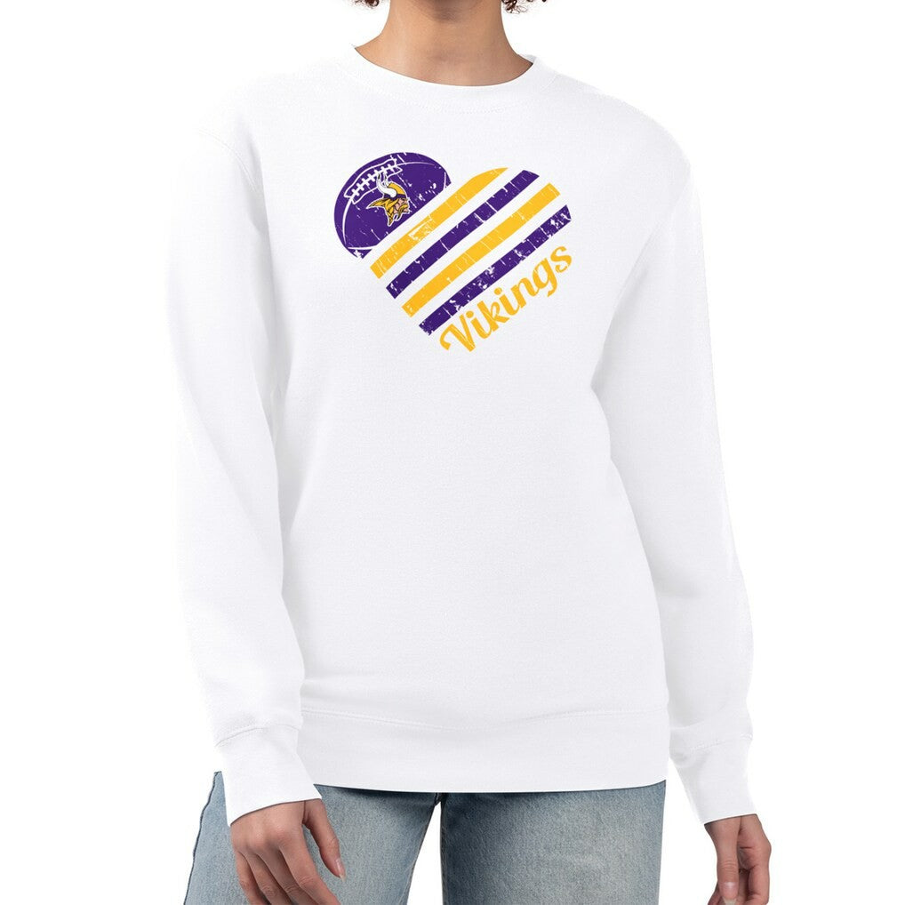 Minnesota Vikings G-III 4Her by Carl Banks Women's Heart Graphic Fleece Pullover Sweatshirt - White Pullover