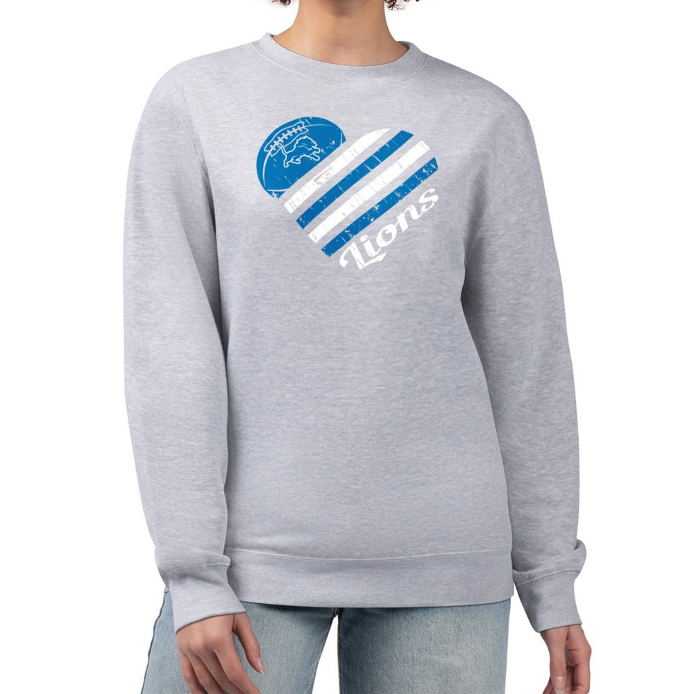Detroit Lions G-III 4Her by Carl Banks Women's Heart Graphic Fleece Pullover Sweatshirt - Heather Gray Pullover