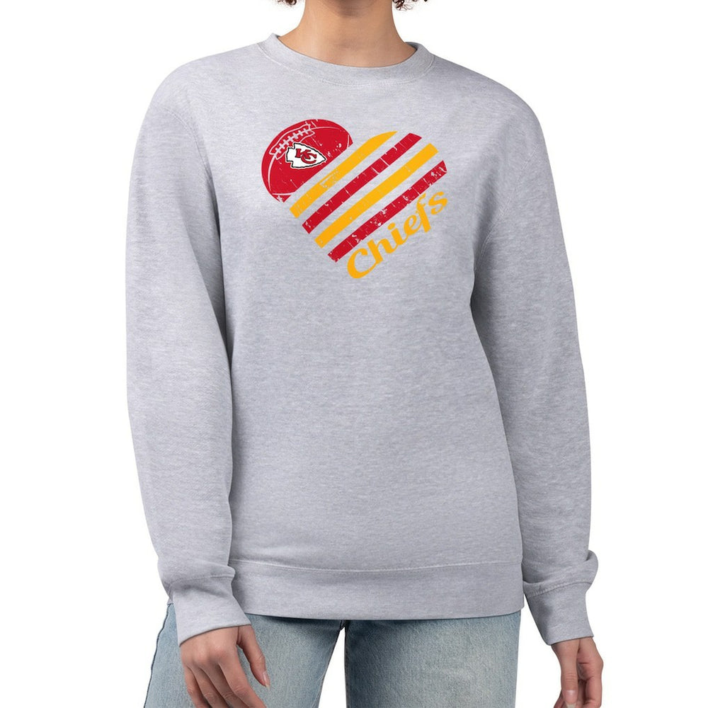 Kansas City Chiefs G-III 4Her by Carl Banks Women's Heart Graphic Fleece Pullover Sweatshirt - Heather Gray Pullover