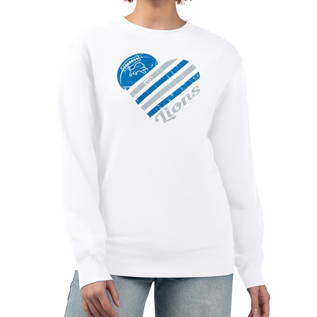 Detroit Lions G-III 4Her by Carl Banks Women's Heart Graphic Fleece Pullover Sweatshirt - White Pullover