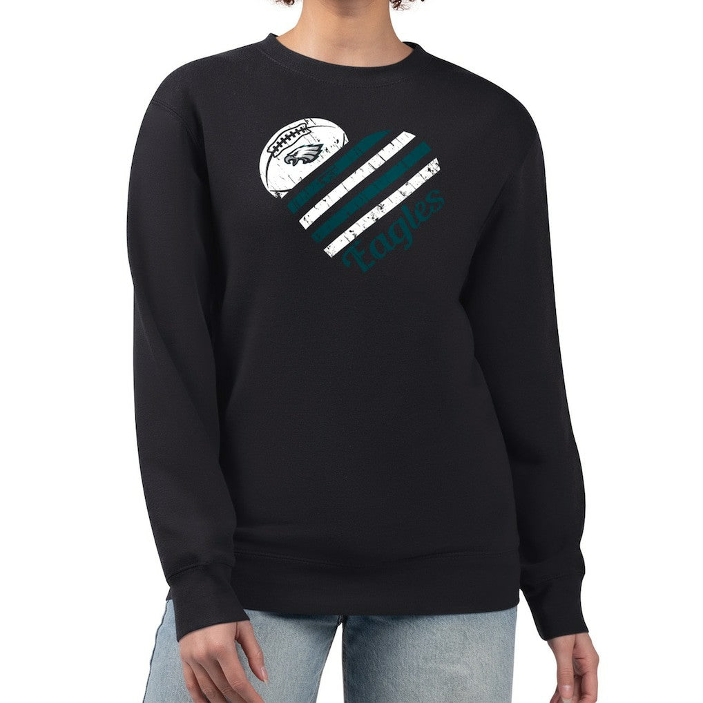 Philadelphia Eagles G-III 4Her by Carl Banks Women's Heart Graphic Fleece Pullover Sweatshirt - Black Pullover