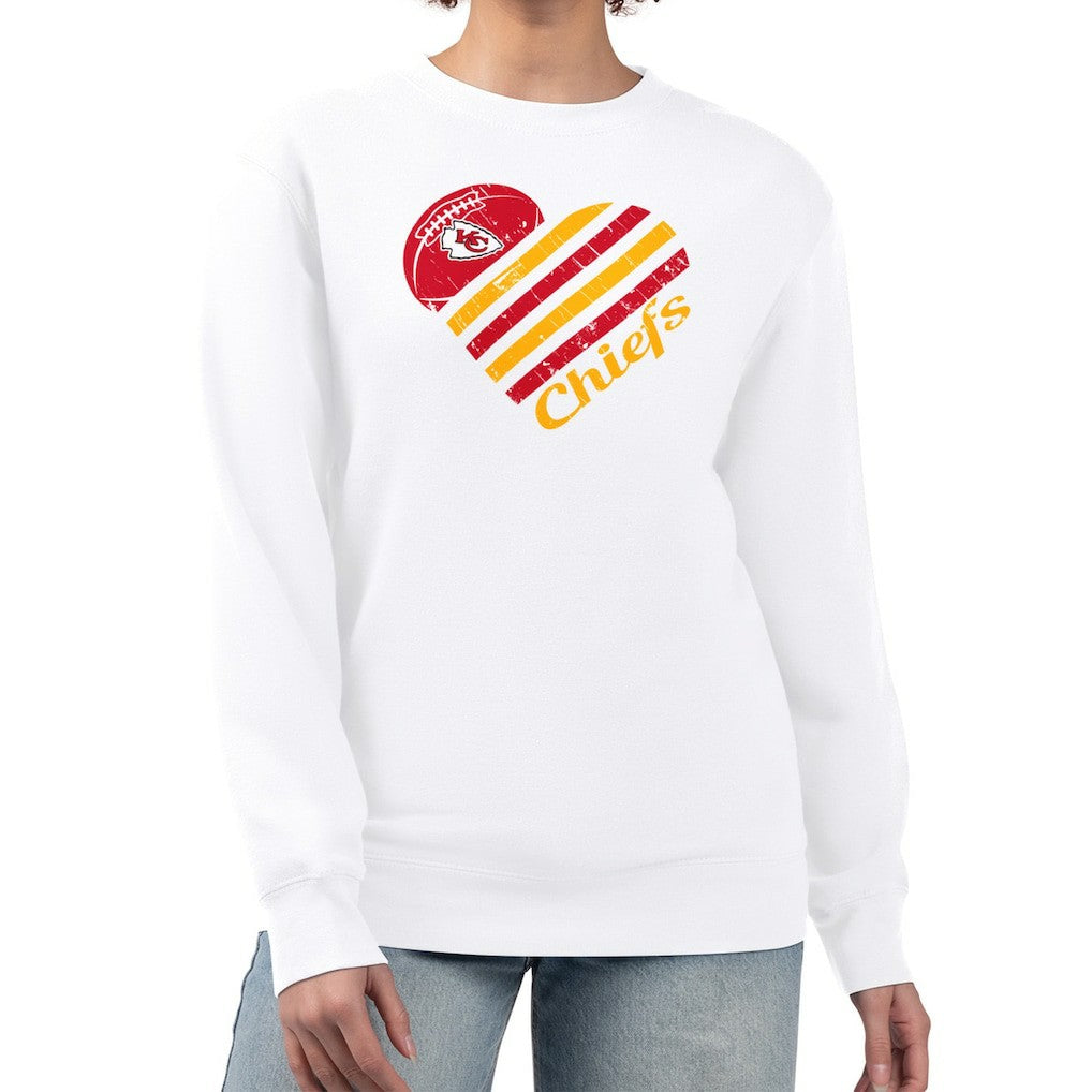 Kansas City Chiefs G-III 4Her by Carl Banks Women's Heart Graphic Fleece Pullover Sweatshirt - White Pullover
