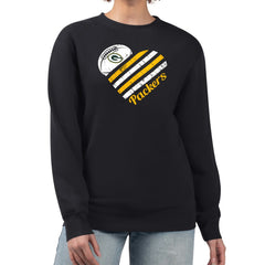 Green Bay Packers G-III 4Her by Carl Banks Women's Heart Graphic Fleece Pullover Sweatshirt - Black Pullover