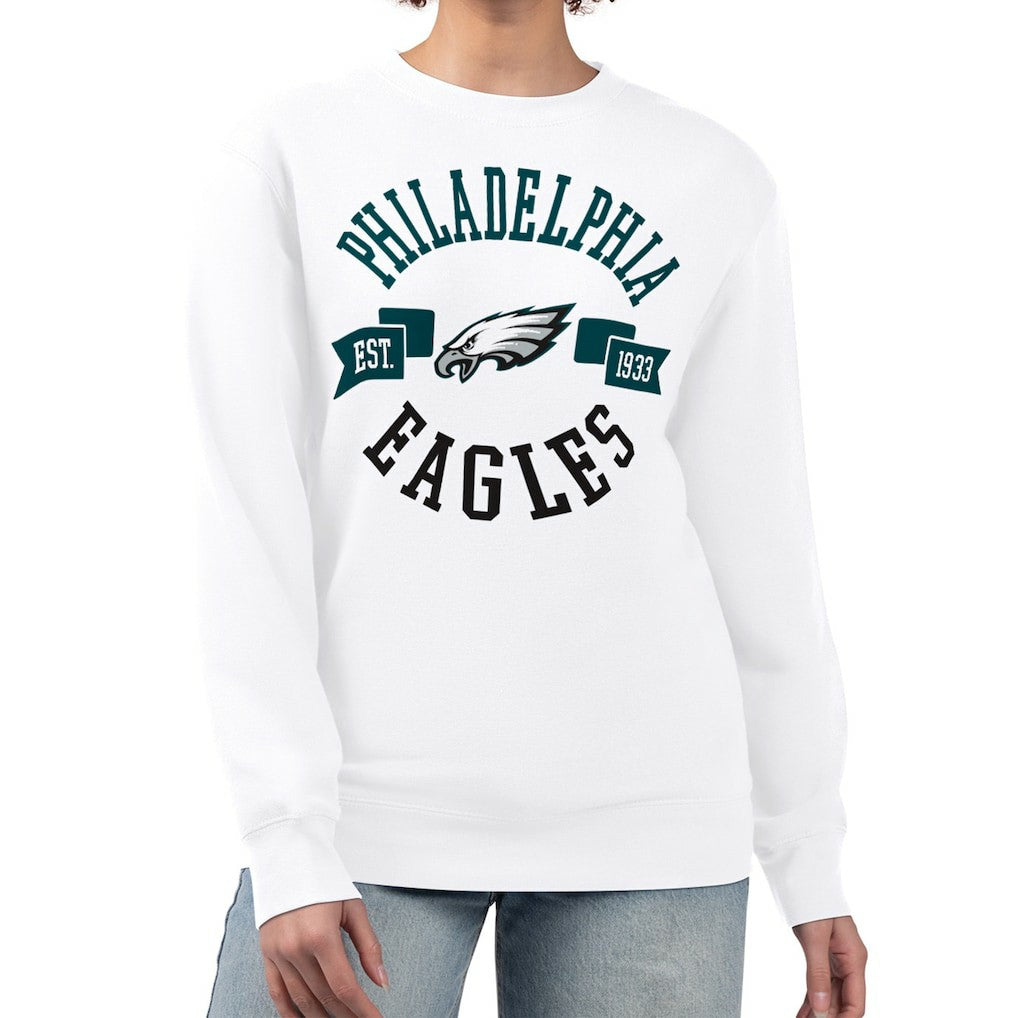 Philadelphia Eagles G-III 4Her by Carl Banks Women's Large Team Graphic Fleece Pullover Sweatshirt - White Pullover