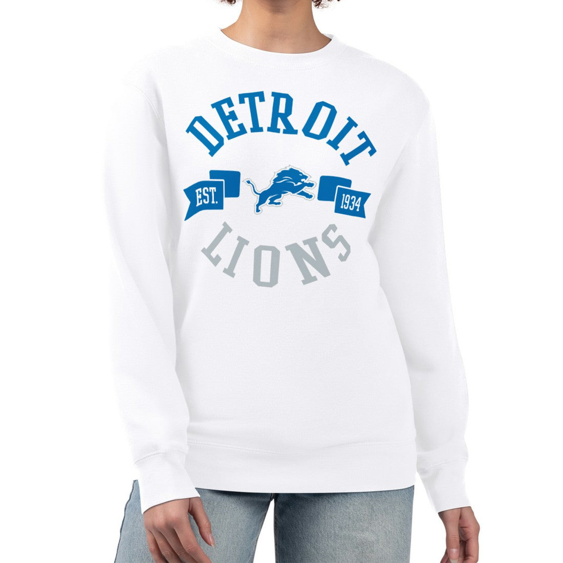 Detroit Lions G-III 4Her by Carl Banks Women's Large Team Graphic Fleece Pullover Sweatshirt - White Pullover