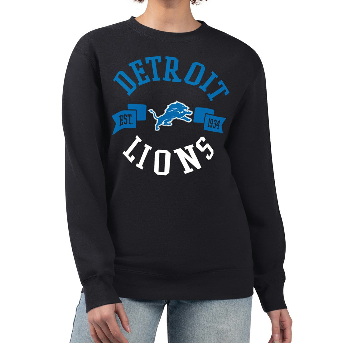 Detroit Lions G-III 4Her by Carl Banks Women's Large Team Graphic Fleece Pullover Sweatshirt - Black Pullover