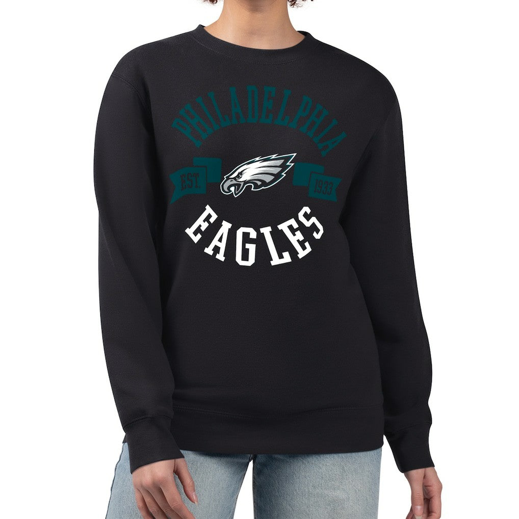 Philadelphia Eagles G-III 4Her by Carl Banks Women's Large Team Graphic Fleece Pullover Sweatshirt - Black Pullover