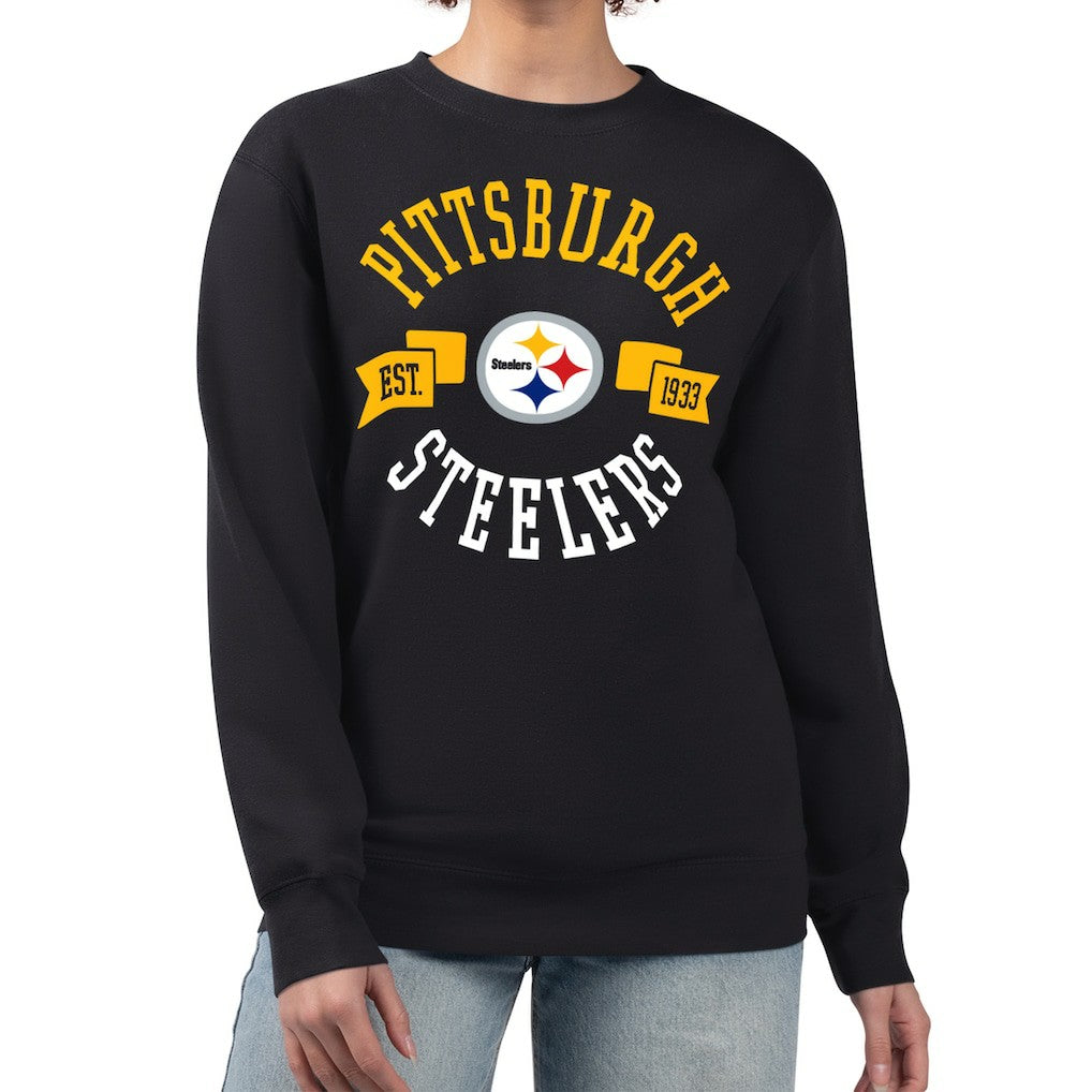 Pittsburgh Steelers G-III 4Her by Carl Banks Women's Large Team Graphic Fleece Pullover Sweatshirt - Black Pullover