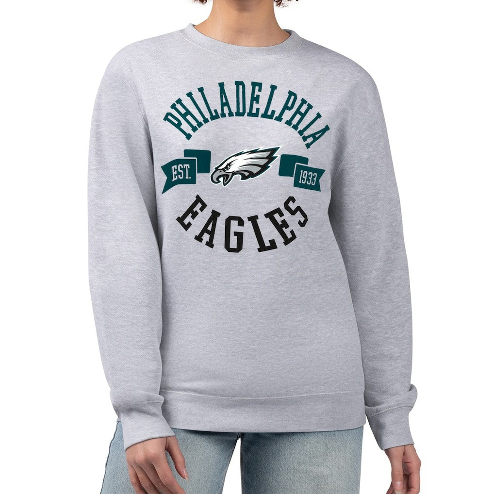 Philadelphia Eagles G-III 4Her by Carl Banks Women's Large Team Graphic Fleece Pullover Sweatshirt - Heather Gray Pullover