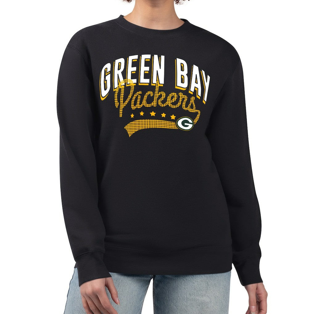 Green Bay Packers G-III 4Her by Carl Banks Women's Filigree Logo Graphic Fleece Pullover Sweatshirt - Black Pullover