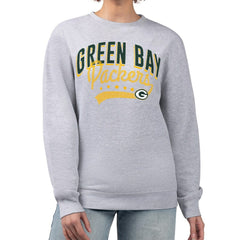 Green Bay Packers G-III 4Her by Carl Banks Women's Filigree Logo Graphic Fleece Pullover Sweatshirt - Heather Gray Pullover