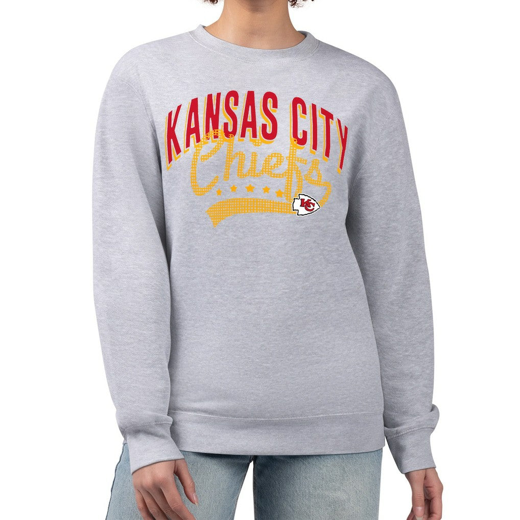 Kansas City Chiefs G-III 4Her by Carl Banks Women's Filigree Logo Graphic Fleece Pullover Sweatshirt - Heather Gray Pullover