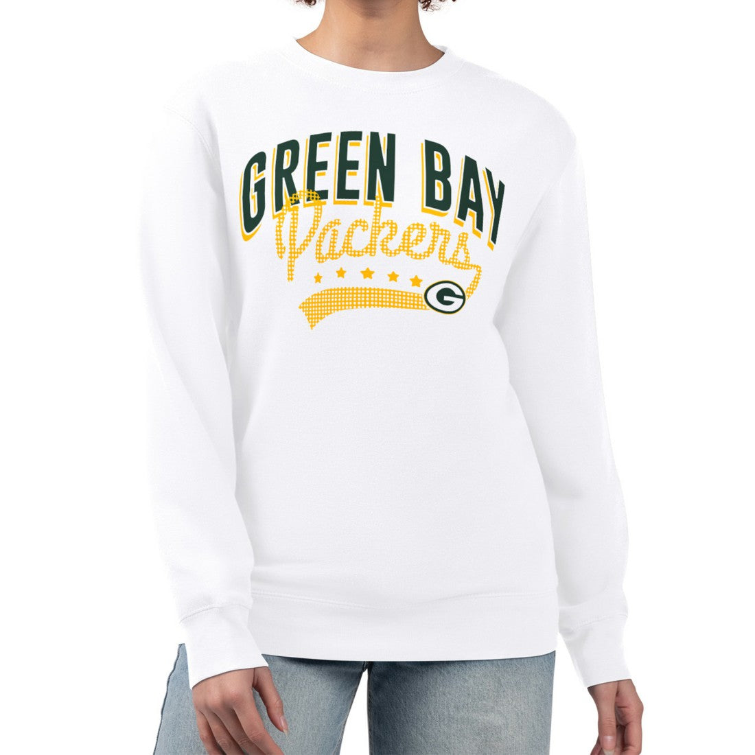 Green Bay Packers G-III 4Her by Carl Banks Women's Filigree Logo Graphic Fleece Pullover Sweatshirt - White Pullover