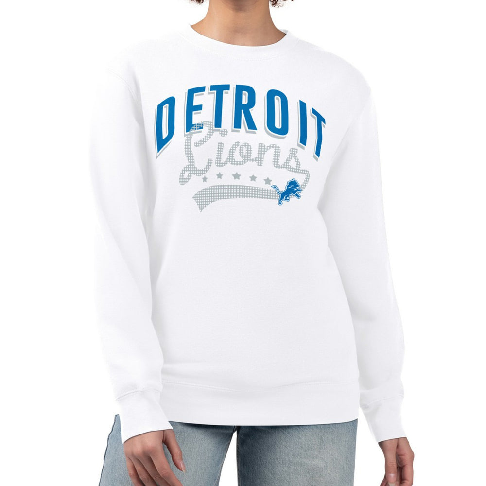 Detroit Lions G-III 4Her by Carl Banks Women's Filigree Logo Graphic Fleece Pullover Sweatshirt - White Pullover