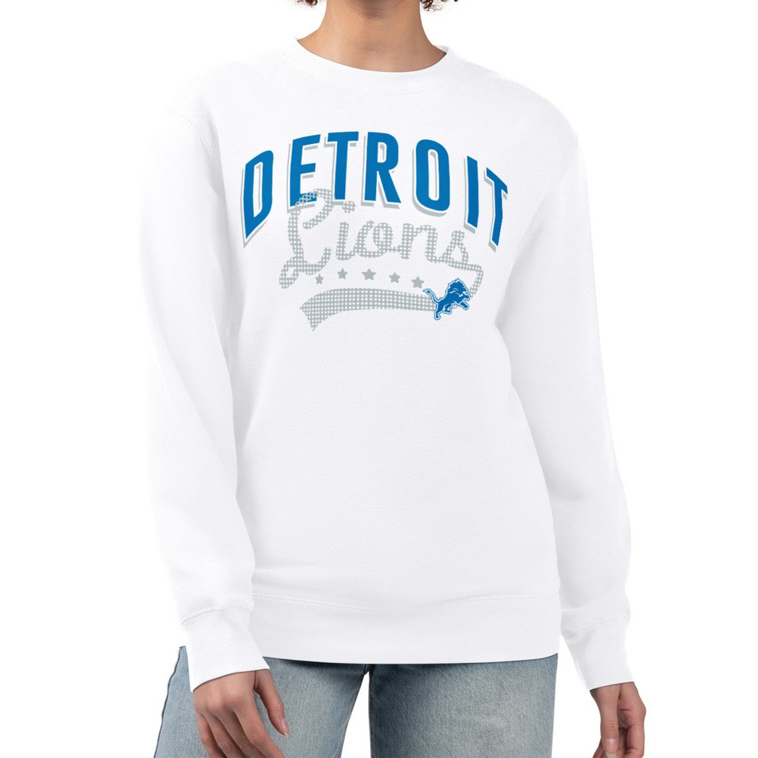 Detroit Lions G-III 4Her by Carl Banks Women's Filigree Logo Graphic Fleece Pullover Sweatshirt - White Pullover
