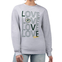 Green Bay Packers G-III 4Her by Carl Banks Women's Lots of Love Graphic Fleece Pullover Sweatshirt - Heather Gray Pullover