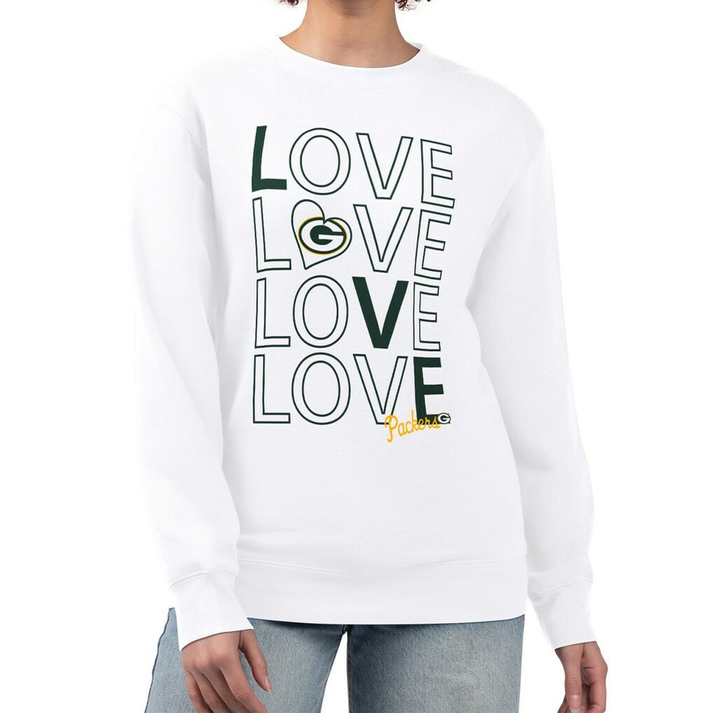 Green Bay Packers G-III 4Her by Carl Banks Women's Lots of Love Graphic Fleece Pullover Sweatshirt - White Pullover