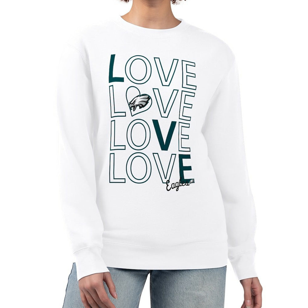 Philadelphia Eagles G-III 4Her by Carl Banks Women's Lots of Love Graphic Fleece Pullover Sweatshirt - White Pullover