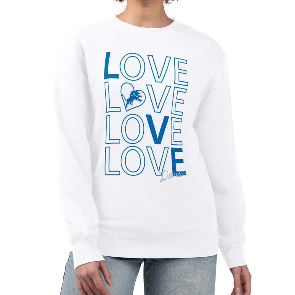 Detroit Lions G-III 4Her by Carl Banks Women's Lots of Love Graphic Fleece Pullover Sweatshirt - White Pullover