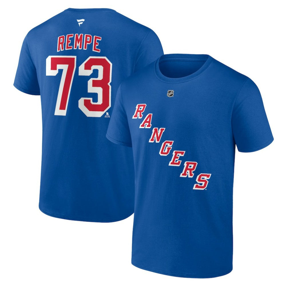 Matt Rempe New York Rangers Fanatics Authentic Stack Name & Number T-Shirt - Blue | US 201421481