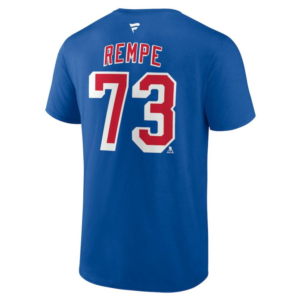 Matt Rempe New York Rangers Fanatics Authentic Stack Name & Number T-Shirt - Blue | US 201421481