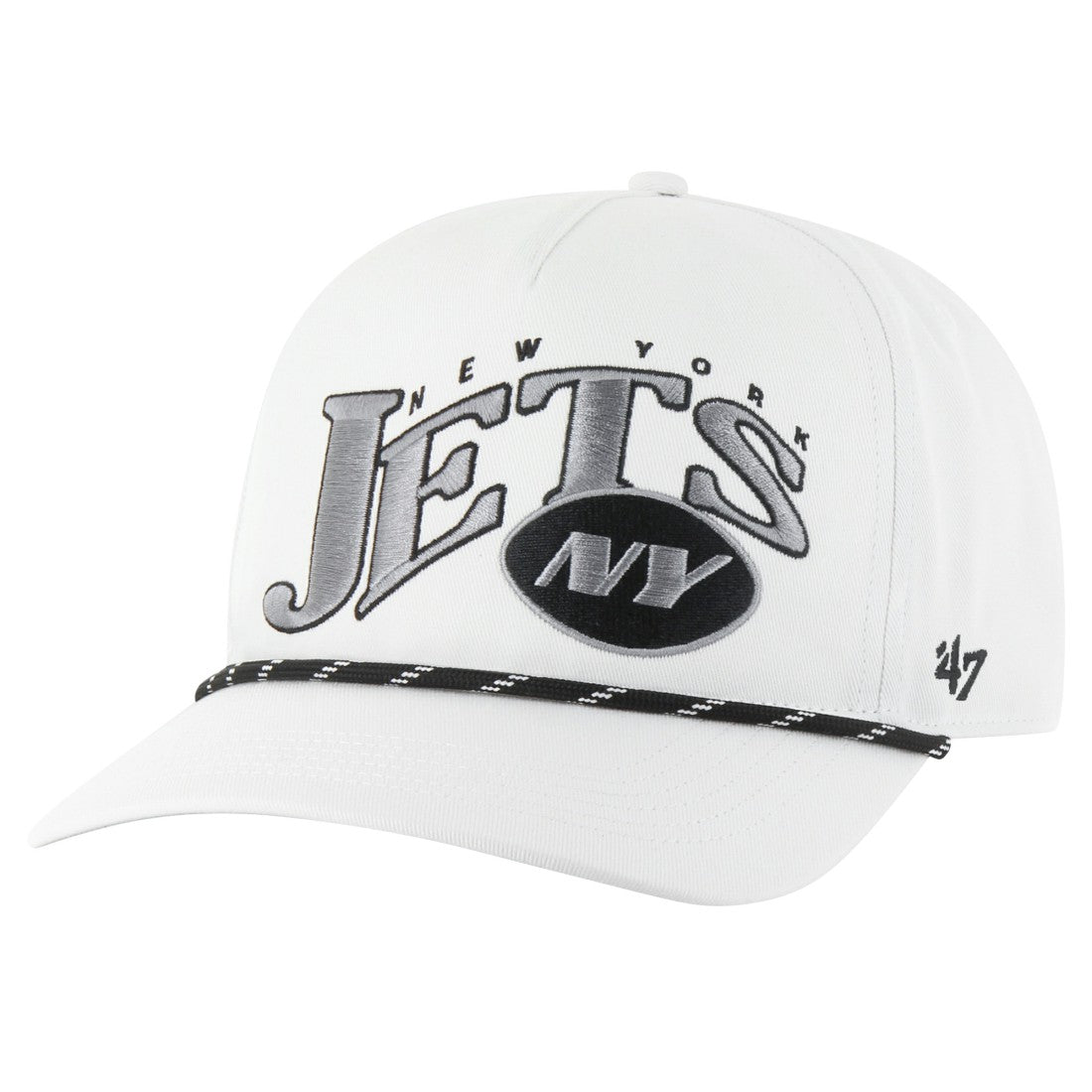 New York Jets '47 Wave Speckle Hitch Rope Adjustable Hat - White Hats