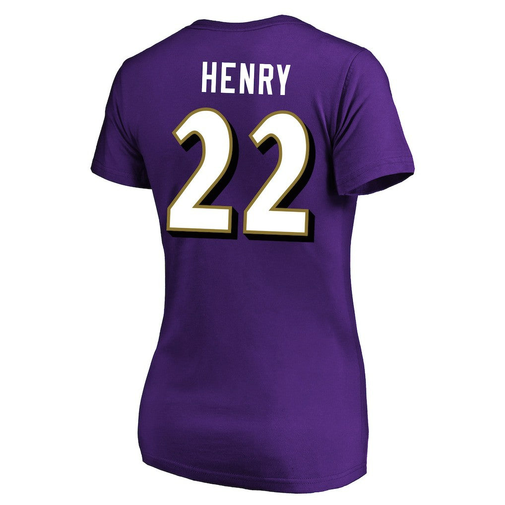 Derrick Henry Baltimore Ravens Women's Plus Size Fair Catch Name & Number Scoop Neck T-Shirt - Purple T-shirts