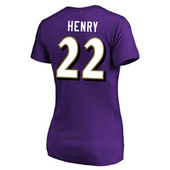 Derrick Henry Baltimore Ravens Women's Plus Size Fair Catch Name & Number Scoop Neck T-Shirt - Purple T-shirts