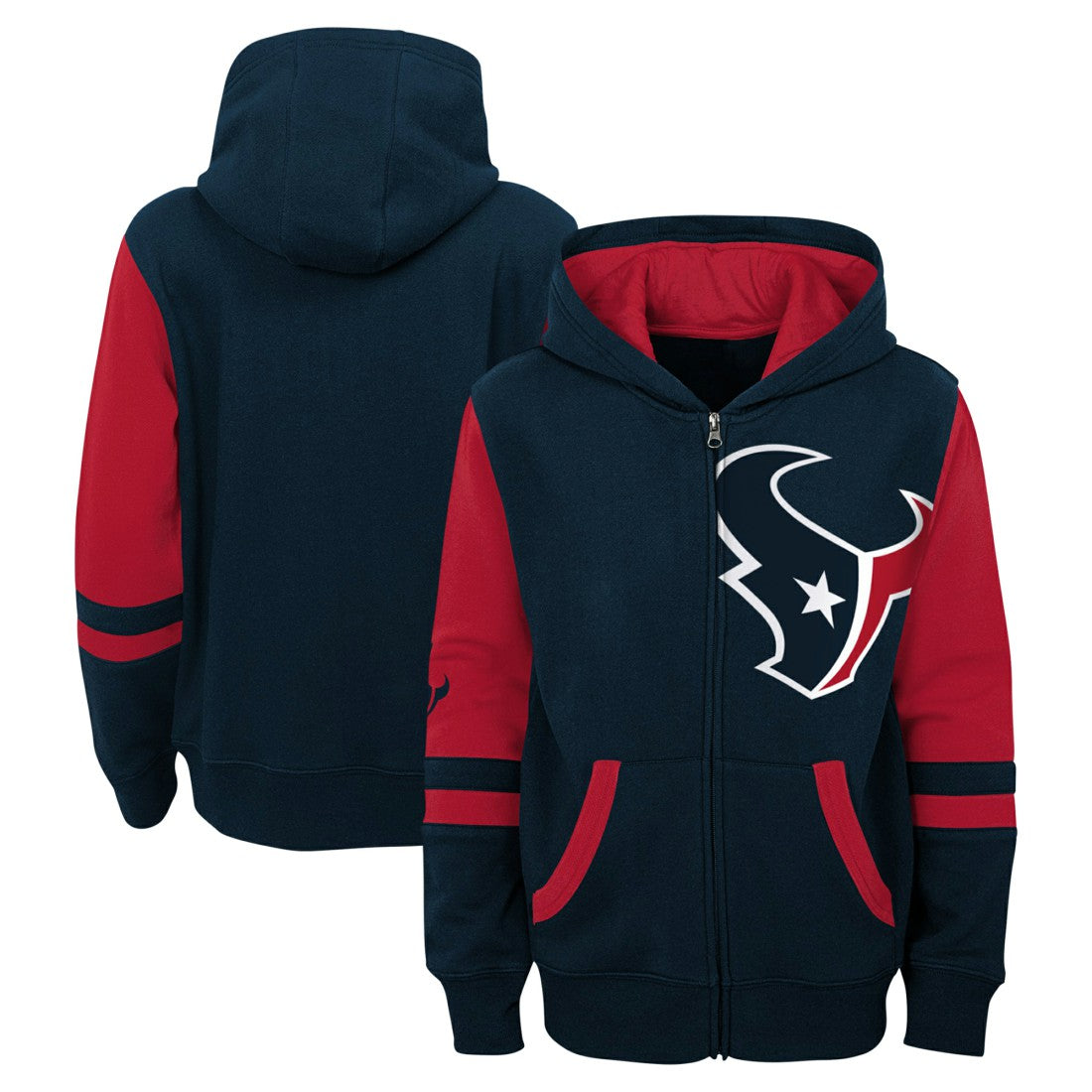 Houston Texans Youth Stadium Color-Block Full-Zip Hoodie - Navy Hoodies