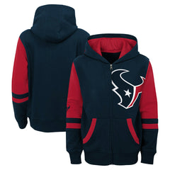 Houston Texans Youth Stadium Color-Block Full-Zip Hoodie - Navy Hoodies