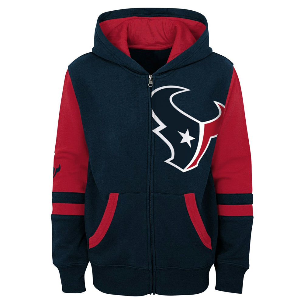 Houston Texans Youth Stadium Color-Block Full-Zip Hoodie - Navy Hoodies