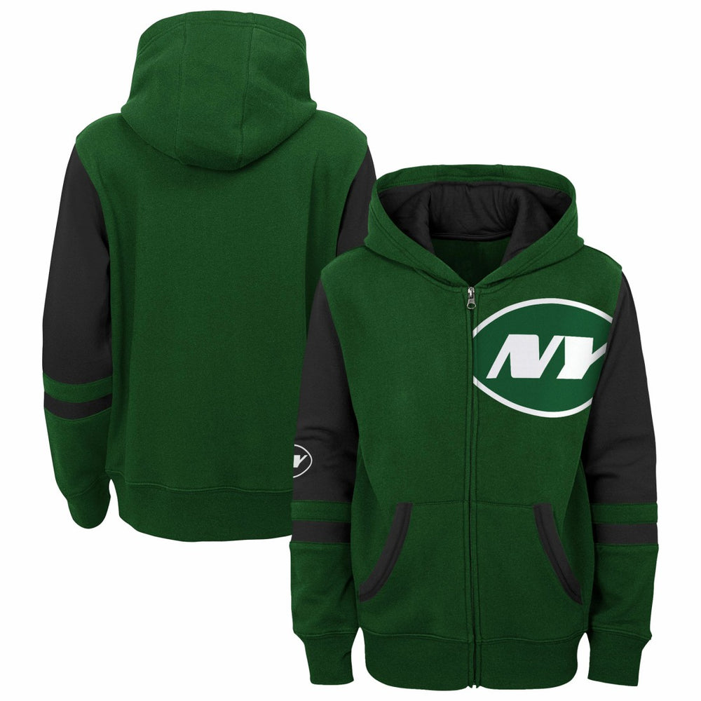 New York Jets Youth Stadium Color-Block Full-Zip Hoodie - Green Hoodies