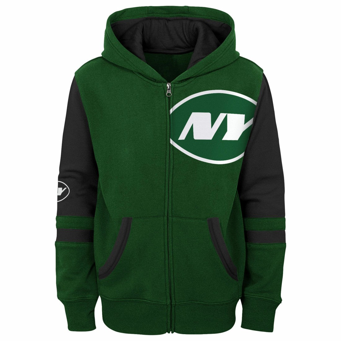 New York Jets Youth Stadium Color-Block Full-Zip Hoodie - Green Hoodies