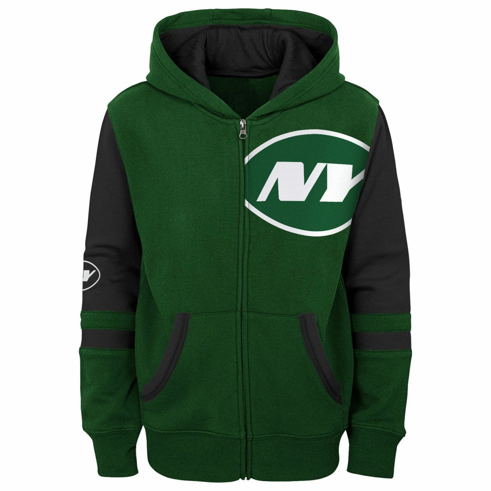 New York Jets Youth Stadium Color-Block Full-Zip Hoodie - Green Hoodies