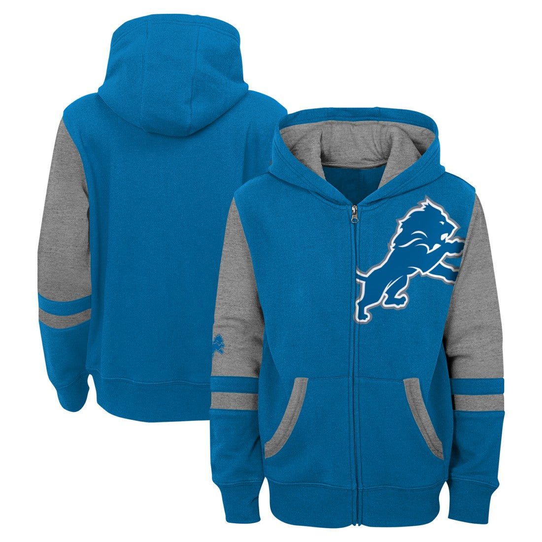 Detroit Lions Youth Stadium Color-Block Full-Zip Hoodie - Blue Hoodies