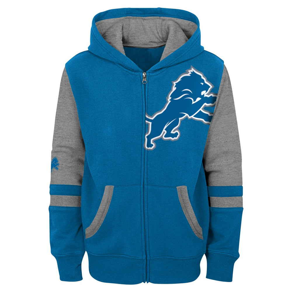 Detroit Lions Youth Stadium Color-Block Full-Zip Hoodie - Blue Hoodies