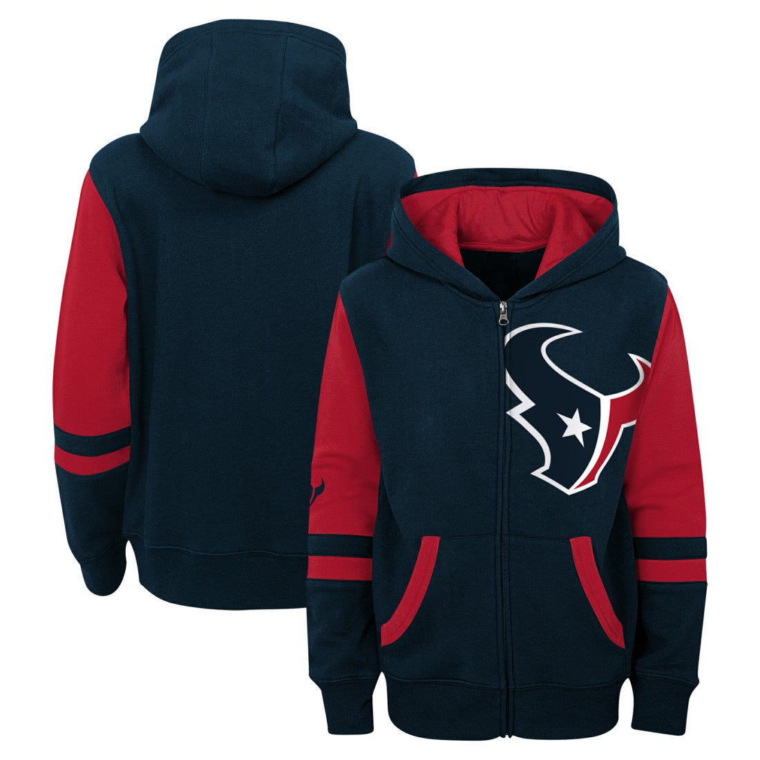 Houston Texans Preschool Stadium Color Block Full-Zip Hoodie - Navy Hoodies